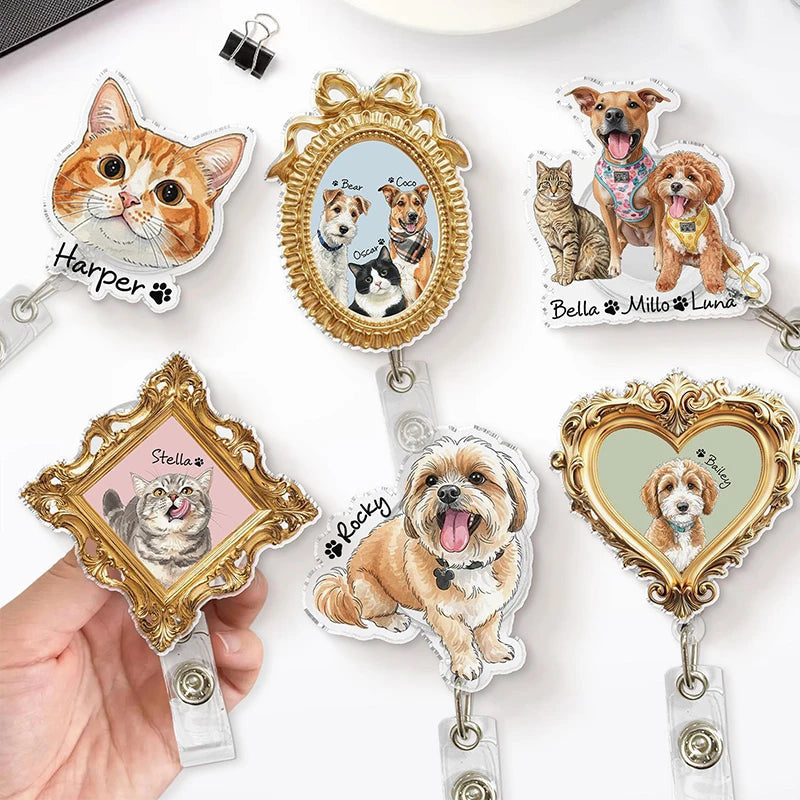 Personalized Pet Portrait Badge Reel Badge Reel