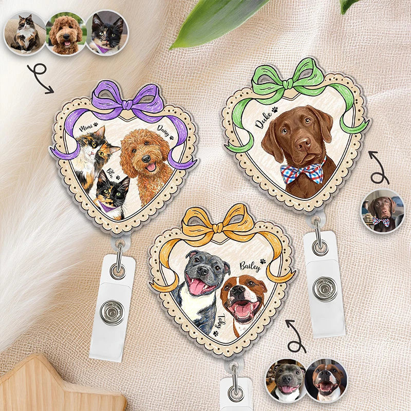 Personalized Cute Pet Portrait Badge Reel