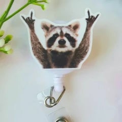 Funny Raccoon Badge Reel