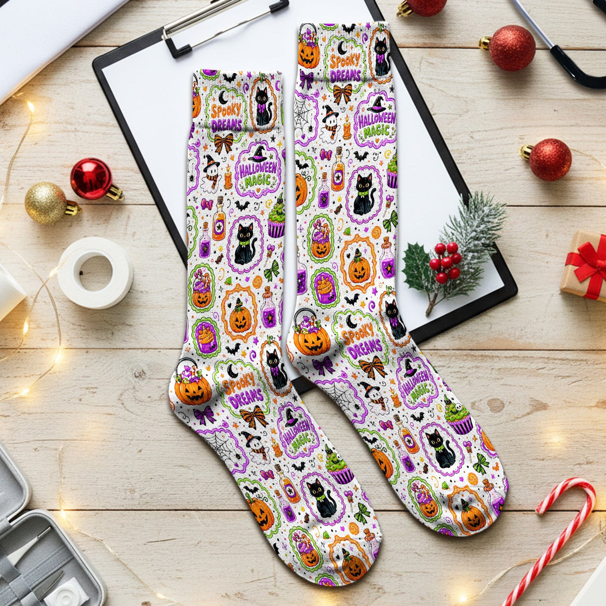 Cute Halloween Black Cats And Pumpkins Socks, Adult Socks for Men and Women
