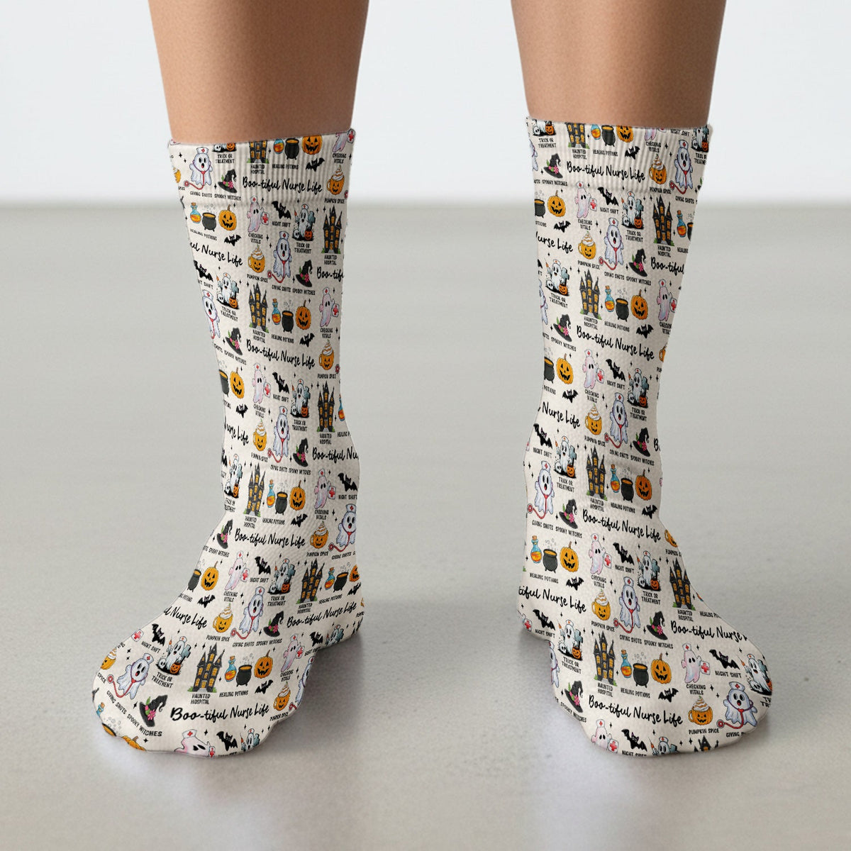 Spooky Halloween Boo-tiful Nurse Life Socks, Adult Socks for Men and Women