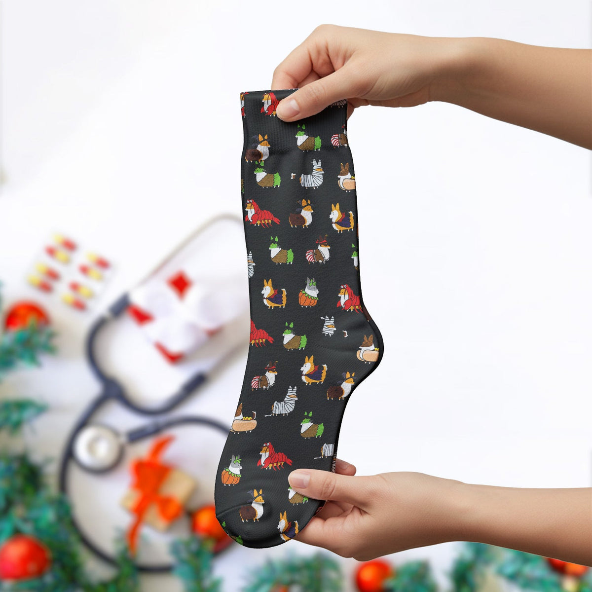 Cute Halloween Costume Corgis Socks, Adult Socks for Men and Women