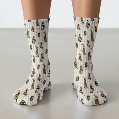 Cute Woodland Raccoon Print Socks, Adult Socks for Men and Women