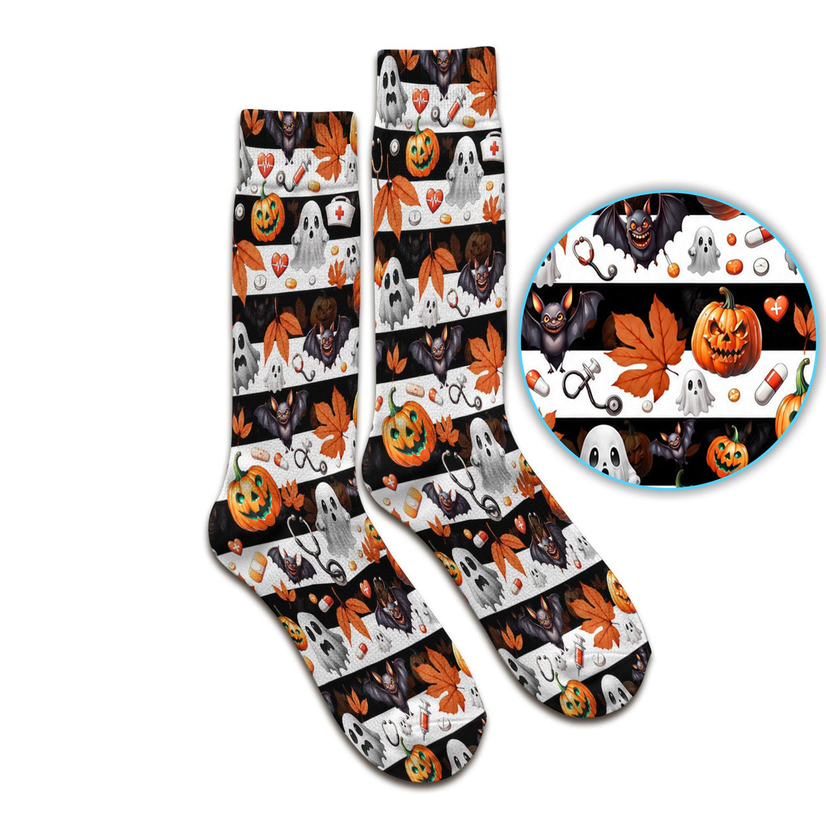 Halloween Ghost And Medical Icons Socks, Adult Socks for Men and Women