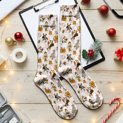Halloween Goose with Pumpkin Witch Print Socks, Adult Socks for Men and Women