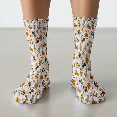 Halloween Goose with Pumpkin Witch Print Socks, Adult Socks for Men and Women