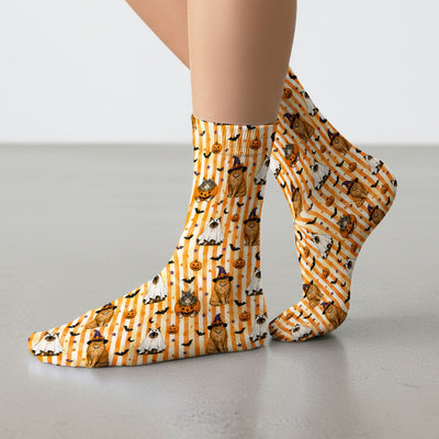 Halloween Cat Print Socks, Adult Socks for Men and Women