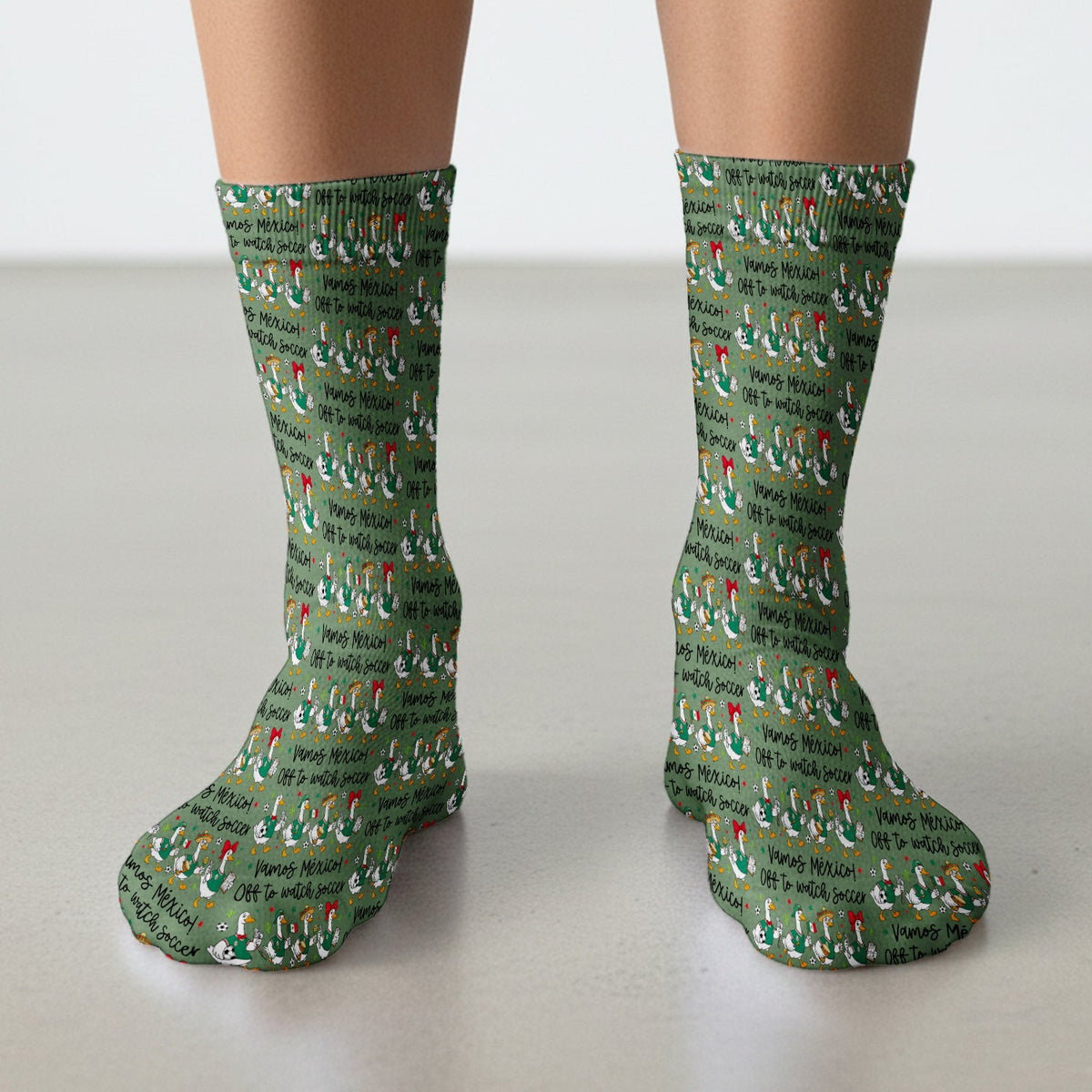 Funny Mexico Soccer Goose Print Socks, Adult Socks for Men and Women