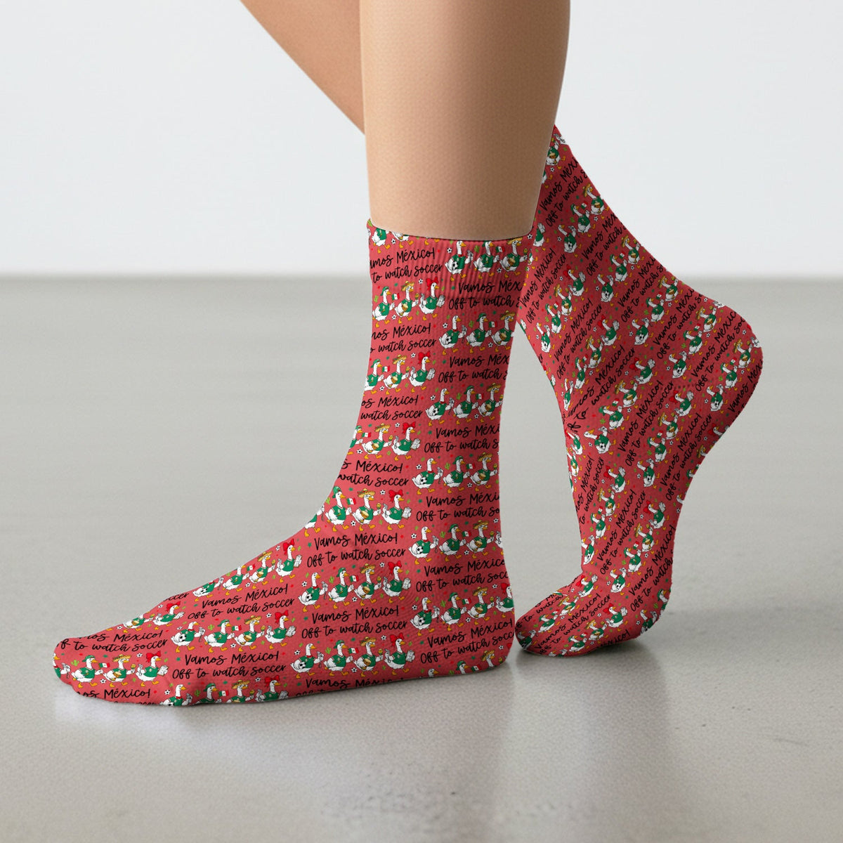 Funny Mexico Soccer Goose Print Socks, Adult Socks for Men and Women