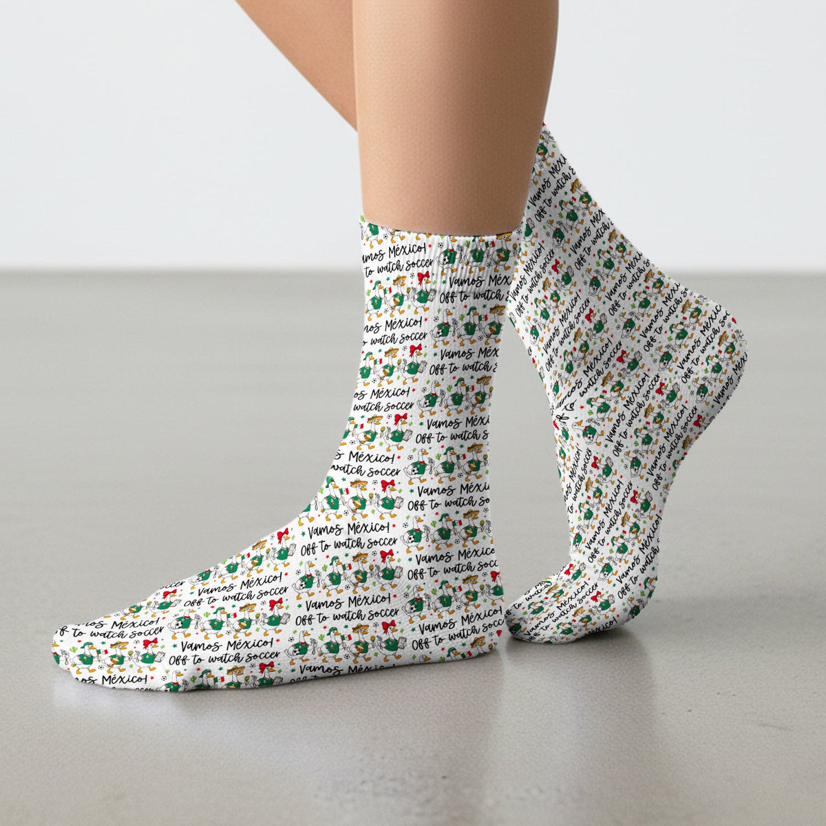 Funny Mexico Soccer Goose Print Socks, Adult Socks for Men and Women