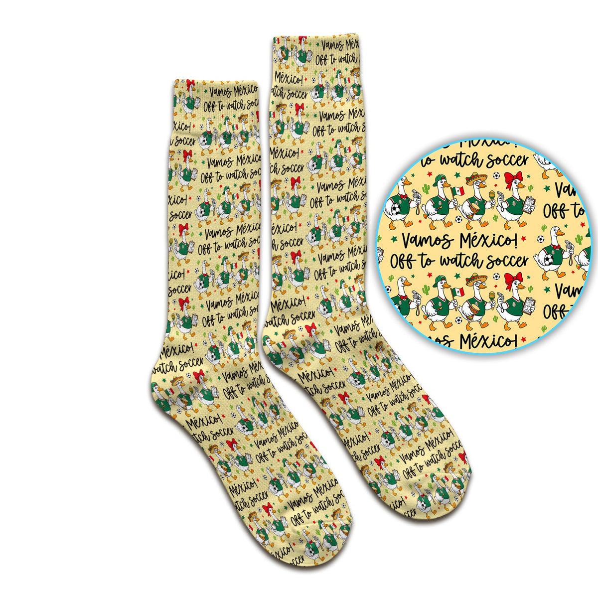 Funny Mexico Soccer Goose Print Socks, Adult Socks for Men and Women