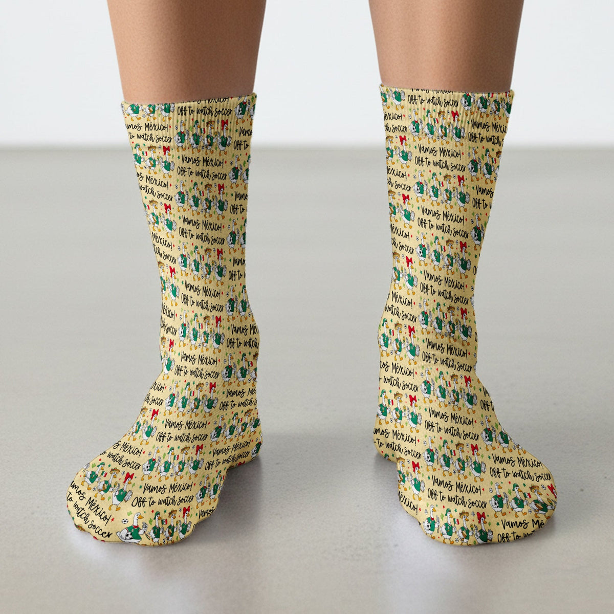 Funny Mexico Soccer Goose Print Socks, Adult Socks for Men and Women