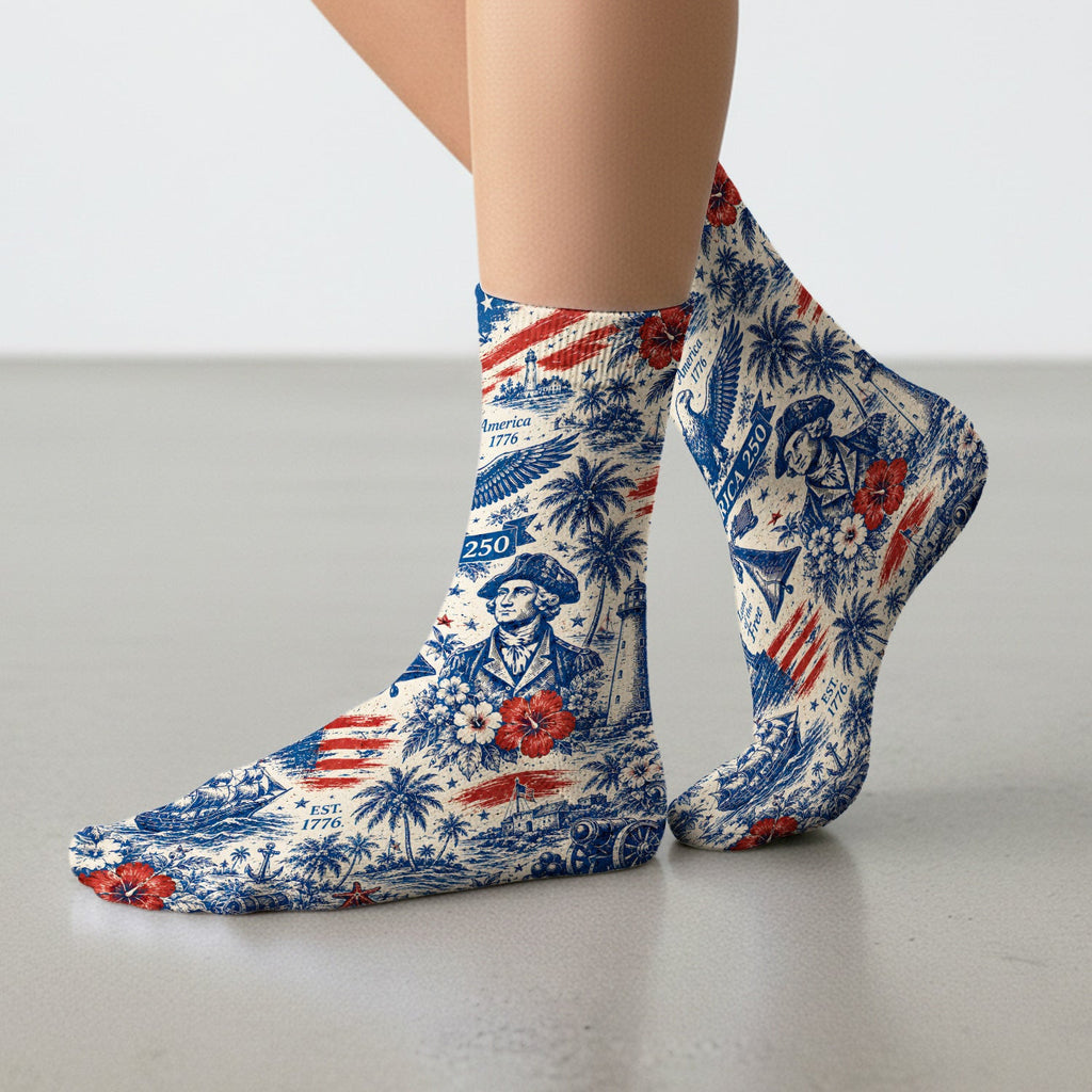 America 250 Eagle Liberty Pattern Socks, Adult Socks for Men and Women