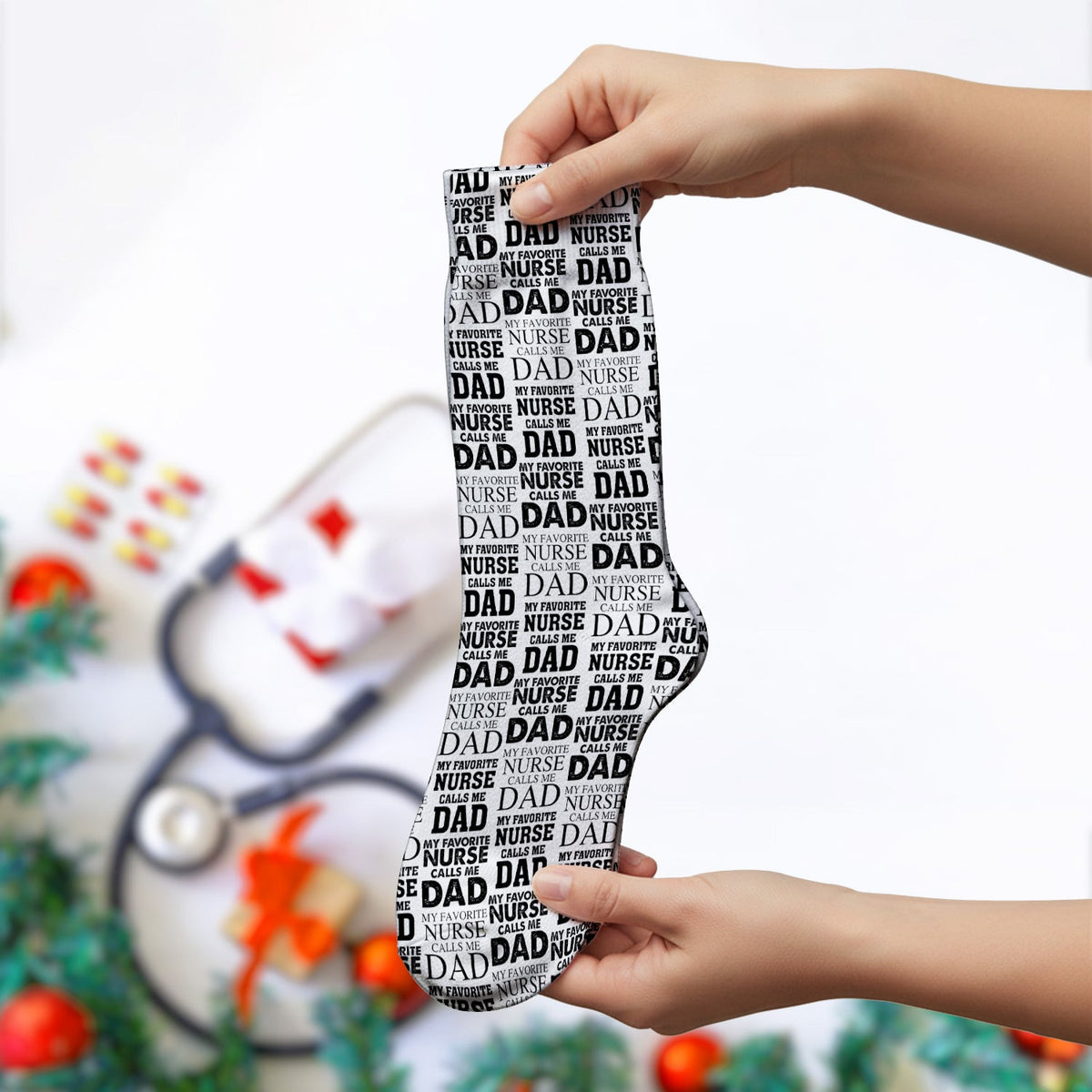 Favorite Nurse Calls Dad Pattern Socks, Breathable Fabrics Medical Uniform