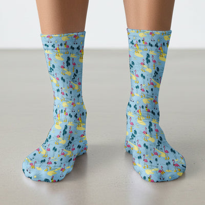 Retro Flamingo Nurse Print Socks, Adult Socks for Men and Women