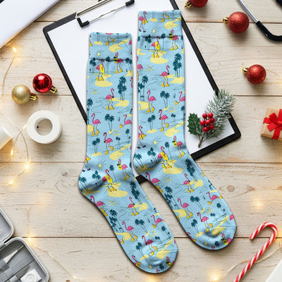 Retro Flamingo Nurse Print Socks, Adult Socks for Men and Women