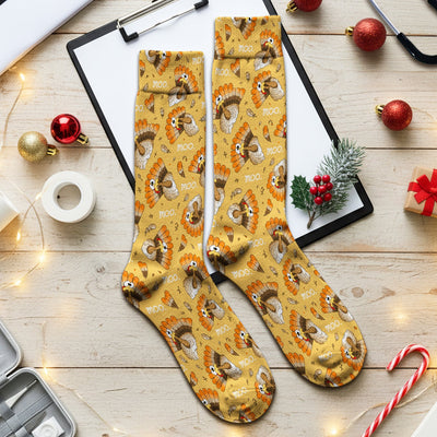 Funny Thanksgiving Moo Turkey Socks, Adult Socks for Men and Women