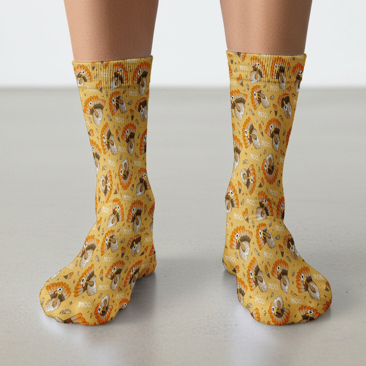 Funny Thanksgiving Moo Turkey Socks, Adult Socks for Men and Women