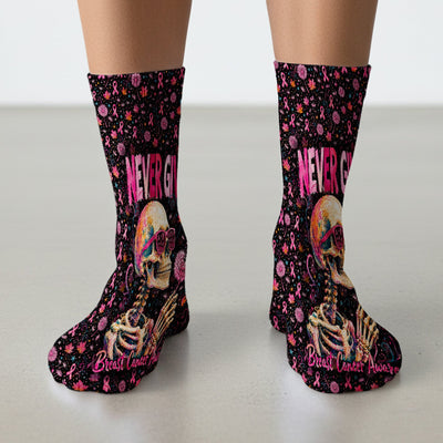 Meaningful Breast Cancer Awareness Skeleton Socks, Adult Socks for Men and Women