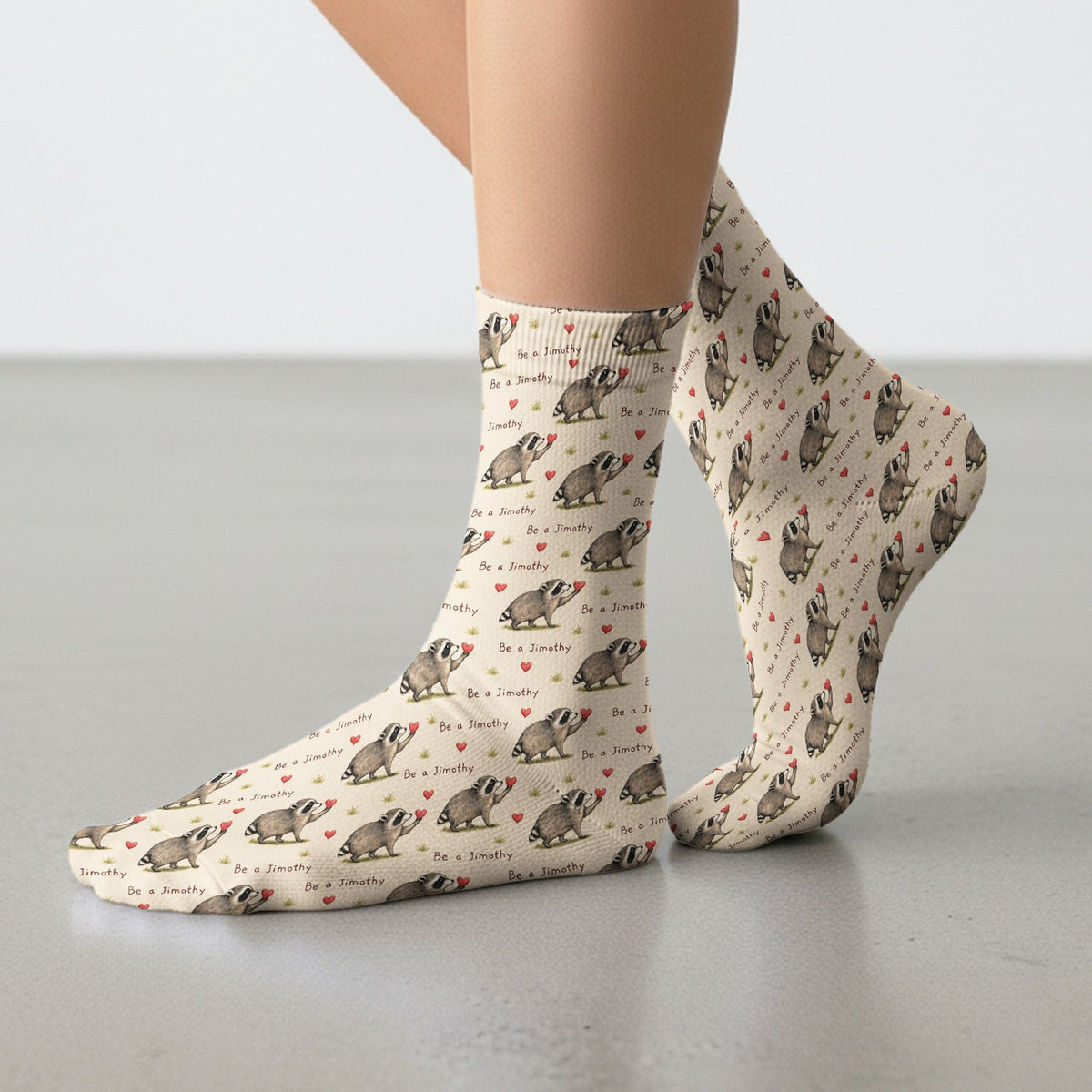 Cute Be A Jimothy Raccoon Hearts Socks, Adult Socks for Men and Women
