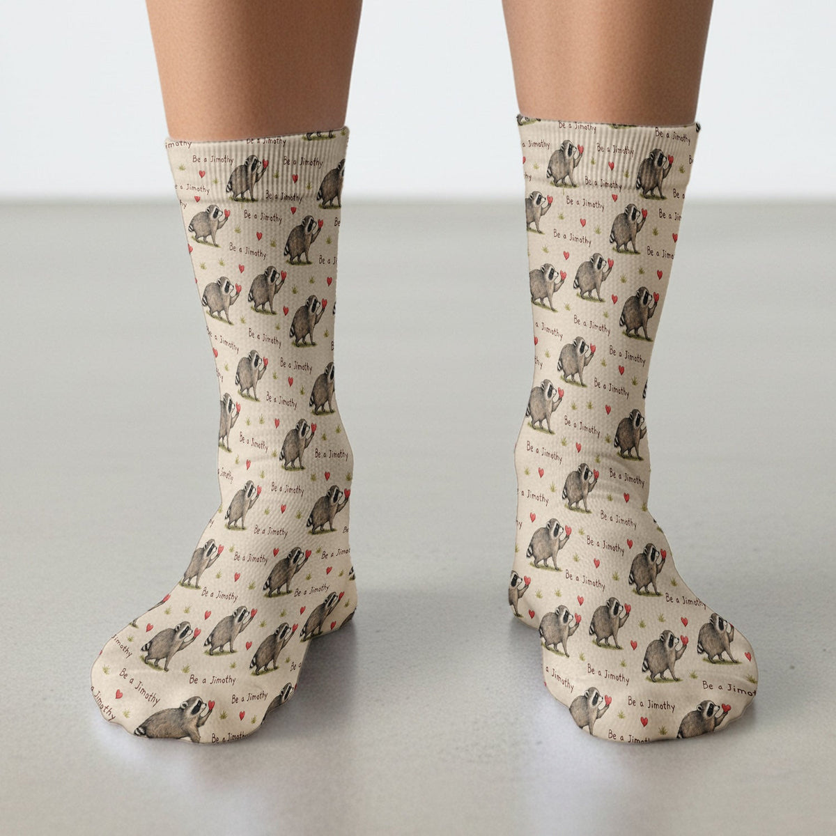 Cute Be A Jimothy Raccoon Hearts Socks, Adult Socks for Men and Women