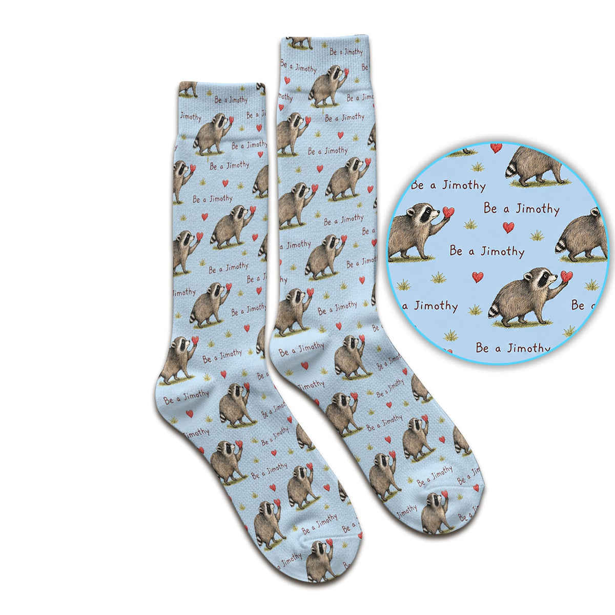 Cute Be A Jimothy Raccoon Hearts Socks, Adult Socks for Men and Women