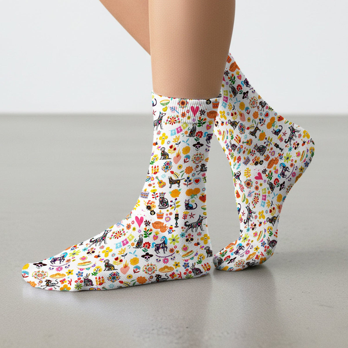 Day Of The Dead Sugar Skull Print Socks, Adult Socks for Men and Women
