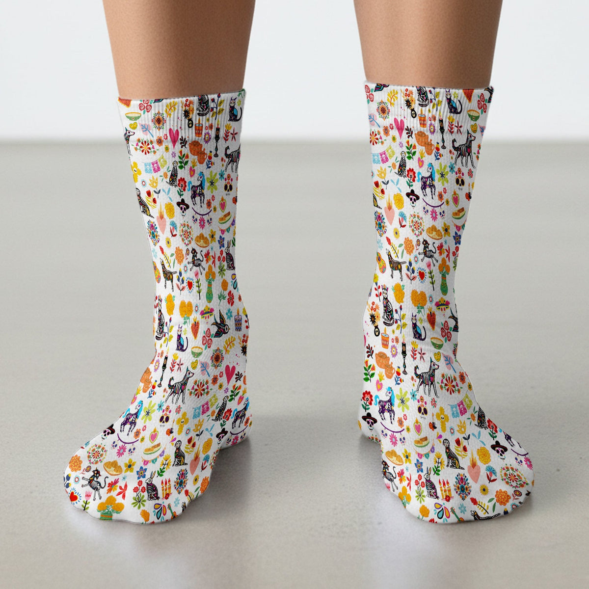 Day Of The Dead Sugar Skull Print Socks, Adult Socks for Men and Women