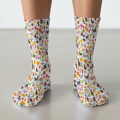 Day Of The Dead Sugar Skull Print Socks, Adult Socks for Men and Women