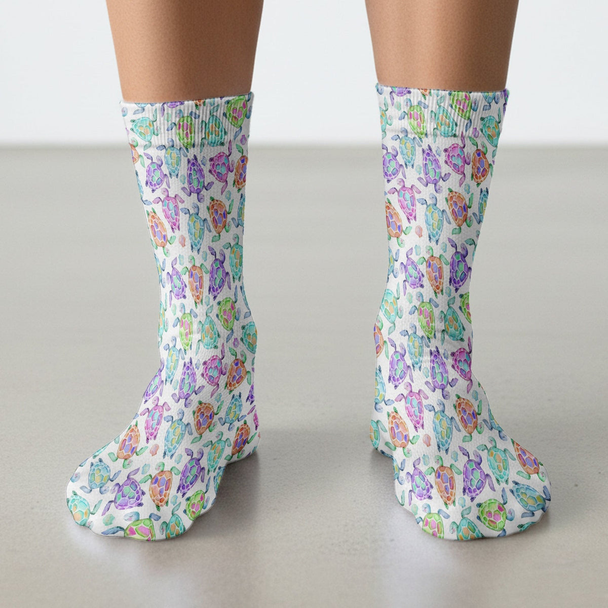 Colorful Sea Turtle Shell Pattern Socks, Adult Socks for Men and Women