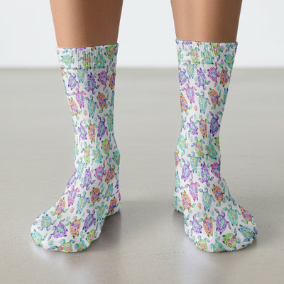 Colorful Sea Turtle Shell Pattern Socks, Adult Socks for Men and Women