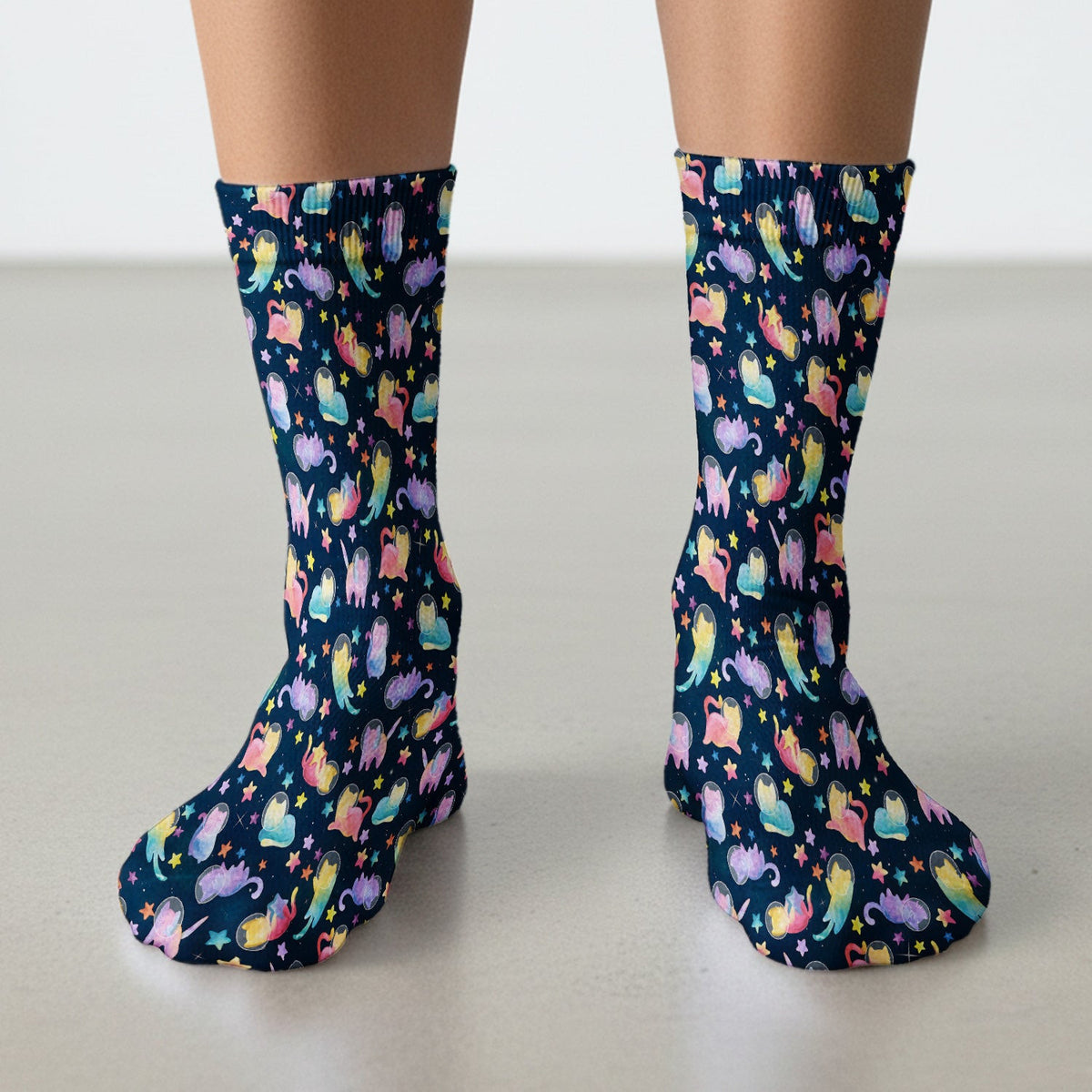 Cute Space Cat Veterinary Pattern Socks, Adult Socks for Men and Women