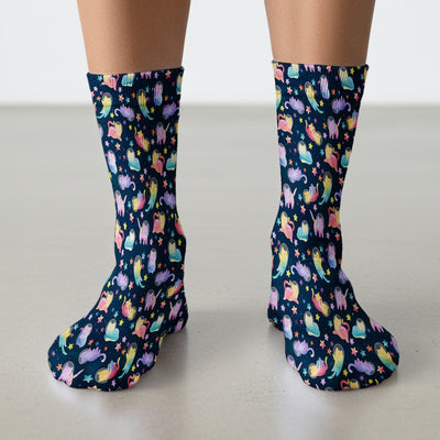 Cute Space Cat Veterinary Pattern Socks, Adult Socks for Men and Women