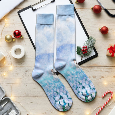 Dreamy Cat Cloud Hydrangea Sky Pattern Socks, Adult Socks for Men and Women