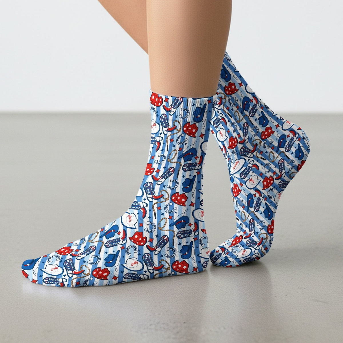 Western Cowboy Boots And Hats Print Socks, Adult Socks for Men and Women
