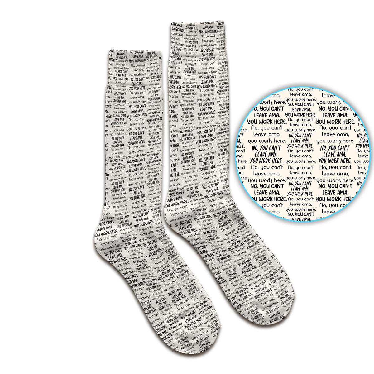 Funny Repeating Nurse Work Quote Text Pattern Socks, Breathable Fabrics Medical Uniform