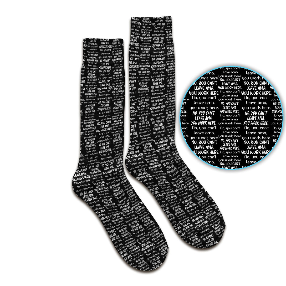 Funny Repeating Nurse Work Quote Text Pattern Socks, Breathable Fabrics Medical Uniform