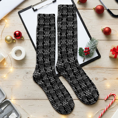 Funny Repeating Nurse Work Quote Text Pattern Socks, Breathable Fabrics Medical Uniform