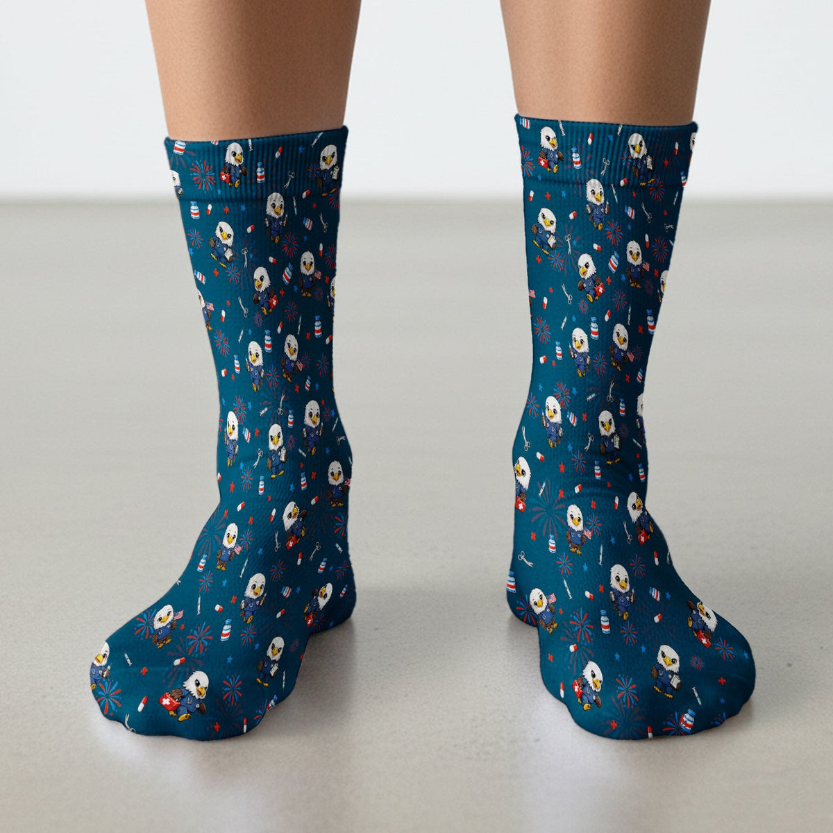 Patriotic Nurse Eagle Fireworks Medical Pattern Sock, Breathable Fabrics Medical Uniform