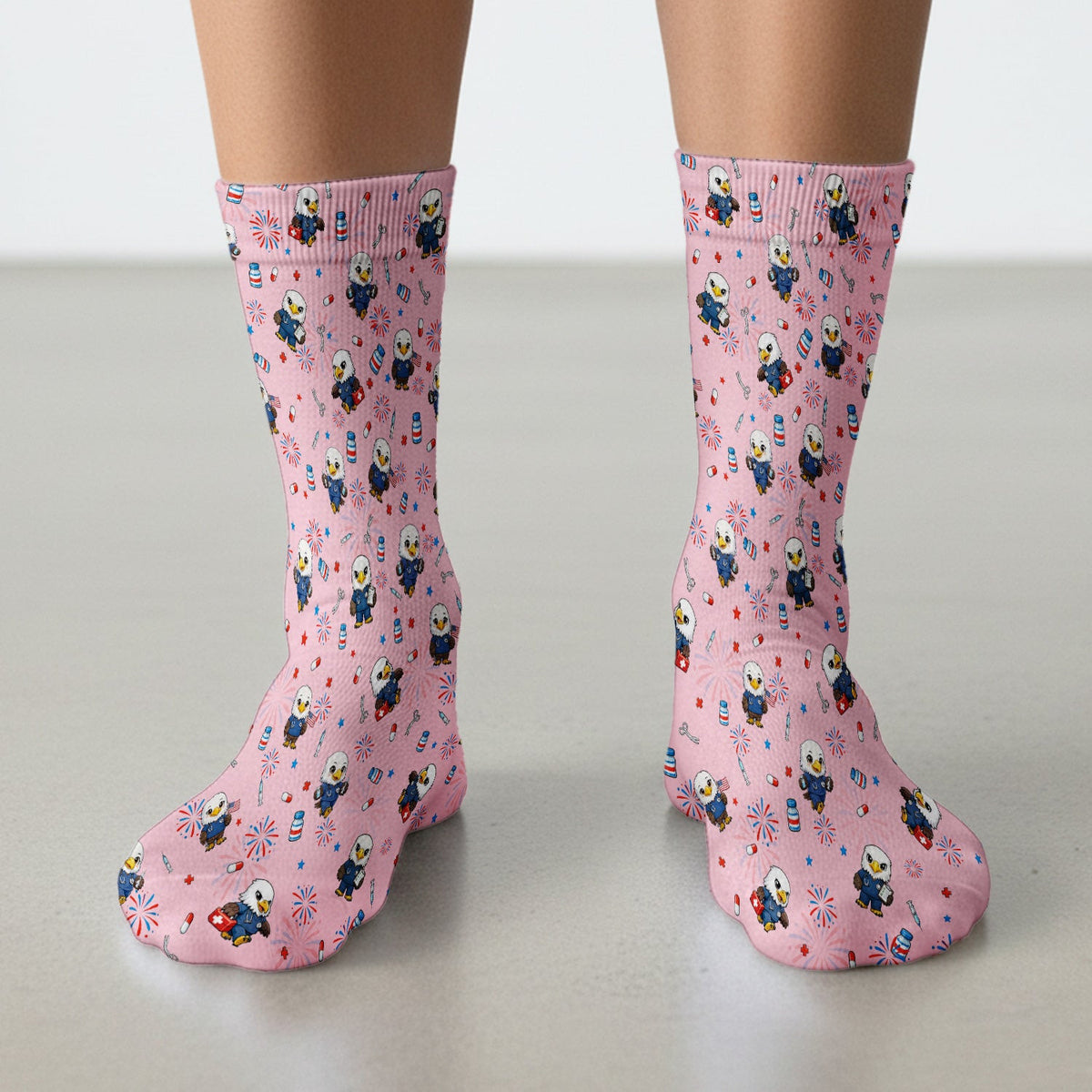 Patriotic Nurse Eagle Fireworks Medical Pattern Sock, Breathable Fabrics Medical Uniform