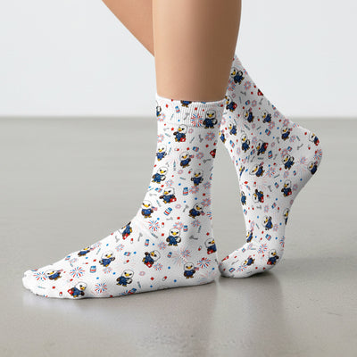 Patriotic Nurse Eagle Fireworks Medical Pattern Sock, Breathable Fabrics Medical Uniform