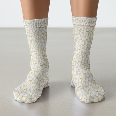 Cute White Goose Yellow Star Pattern Socks, Adult Socks for Men and Women