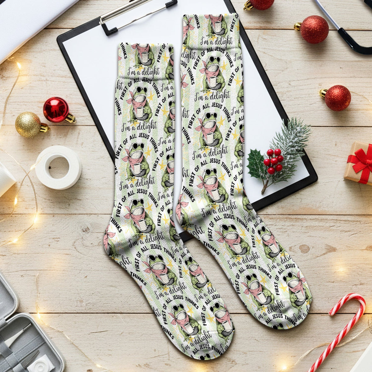 Funny Frog Coffee Quote Pattern Socks, Adult Socks for Men and Women