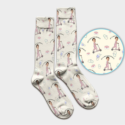 Custom Face Pediatric Nurse Scooter Pattern Socks, Breathable Fabrics Medical Uniform