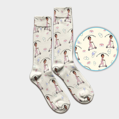 Custom Face Pediatric Nurse Scooter Pattern Socks, Breathable Fabrics Medical Uniform