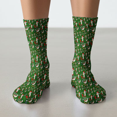 Nurse Christmas Duck Scrub Socks, Cute Goose Pattern Scrub Sock, RN LPN CNA Nursing Uniform