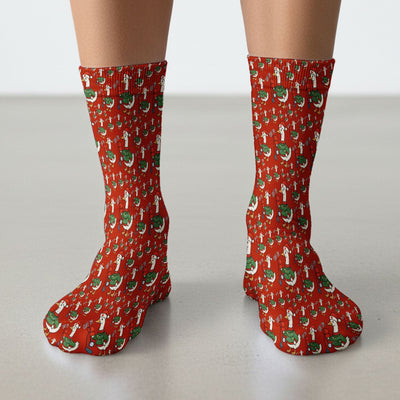 Nurse Christmas Duck Scrub Socks, Cute Goose Pattern Scrub Sock, RN LPN CNA Nursing Uniform