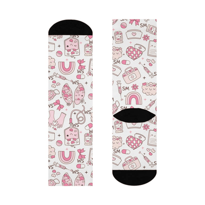 Funny Print Crew Socks, Gift for Nursing, Adult Socks For Men And Women, Breathable Fabrics Medical Uniform