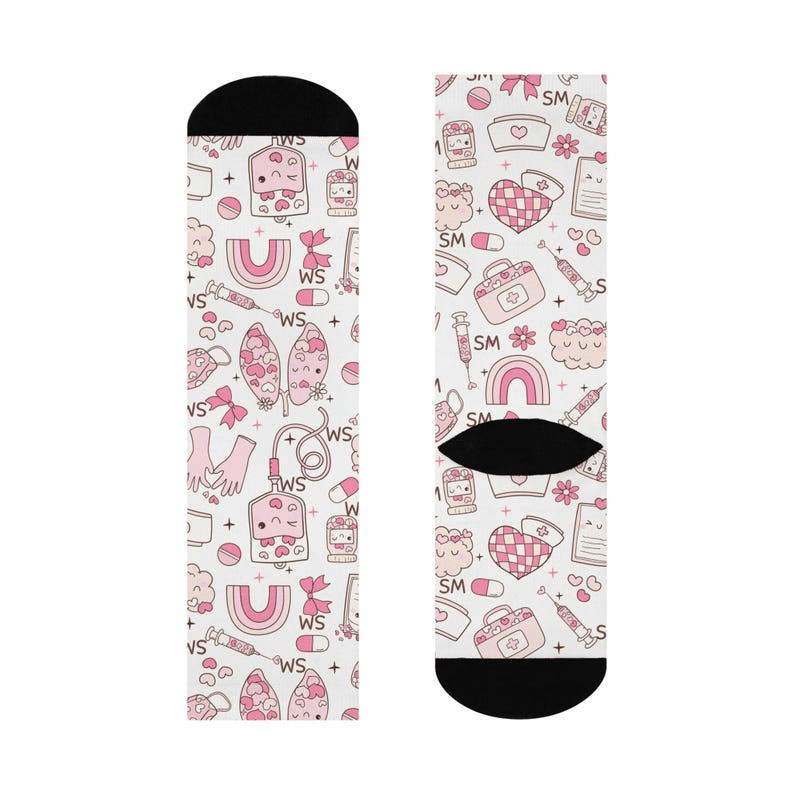 Funny Print Crew Socks, Gift for Nursing, Adult Socks For Men And Women, Breathable Fabrics Medical Uniform