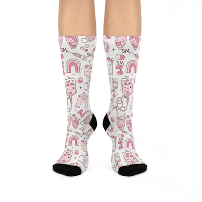 Funny Print Crew Socks, Gift for Nursing, Adult Socks For Men And Women, Breathable Fabrics Medical Uniform